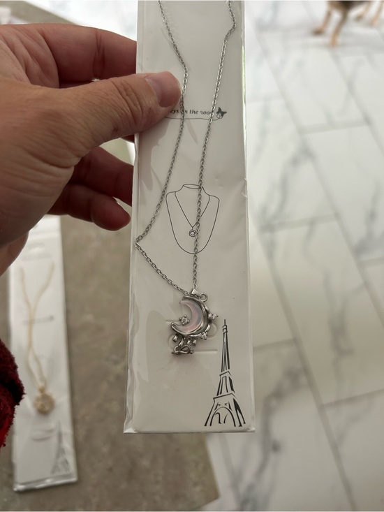 Jewelry - 4/$50 Silver Moon Pendant Necklace with Pearlescent Accent